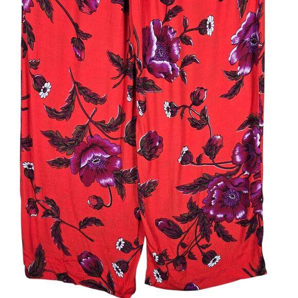 Ettitwa by Anthropologie Pants Womens 4 Red Floral Wide Leg Belted Pockets - Picture 10 of 10